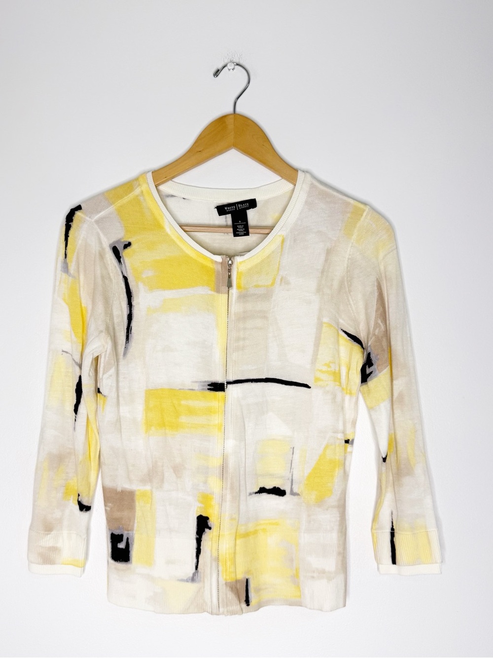 White House Black Market Printed Zip Cardigan Sweater NWT Size Small